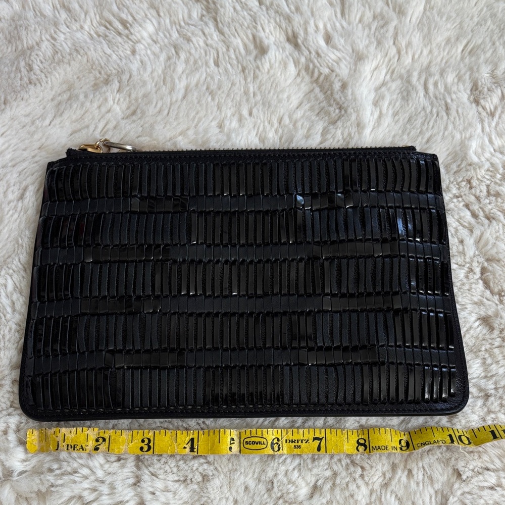 Proenza Schouler Black Leather Zip Pouch with Gold Hardware